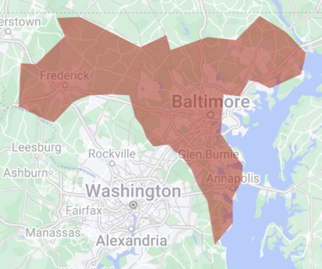 Baltimore Service Area Map